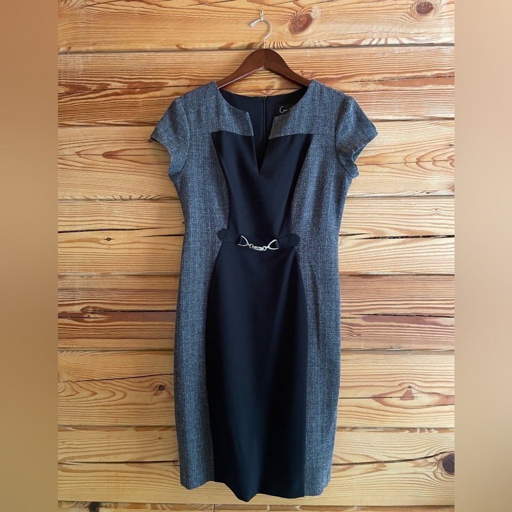 connected apparel Black and Gray Sheath Dress